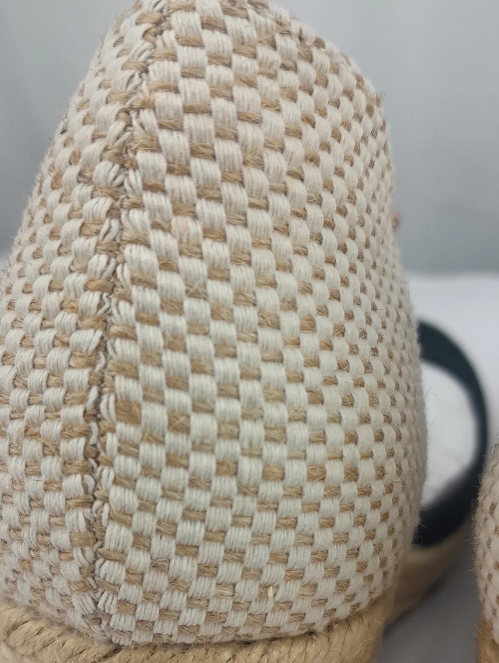 Fisace Espadrille Black Tan Closed Toe Strap Wedge Heels